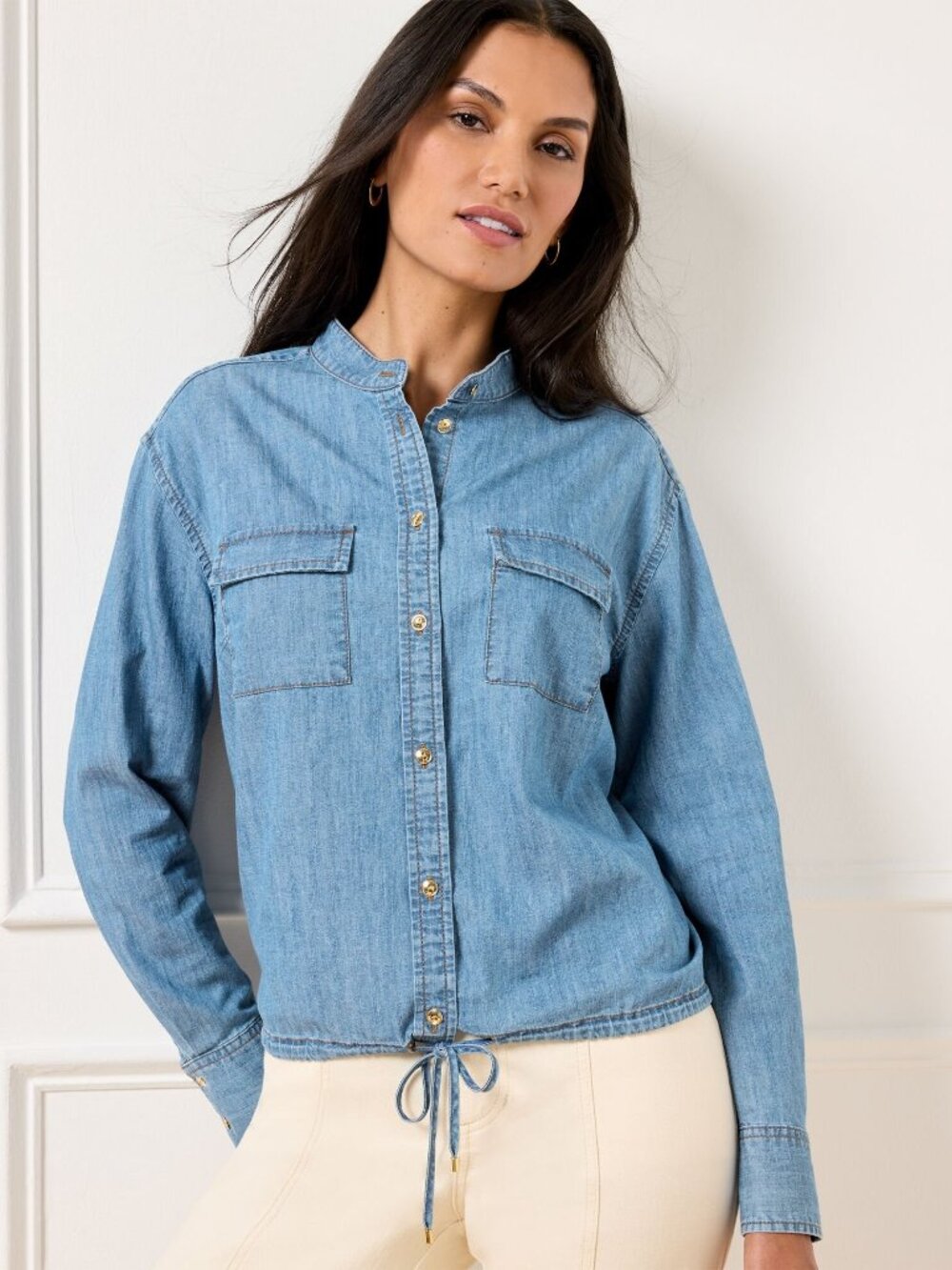 TIE FRONT DENIM TOP